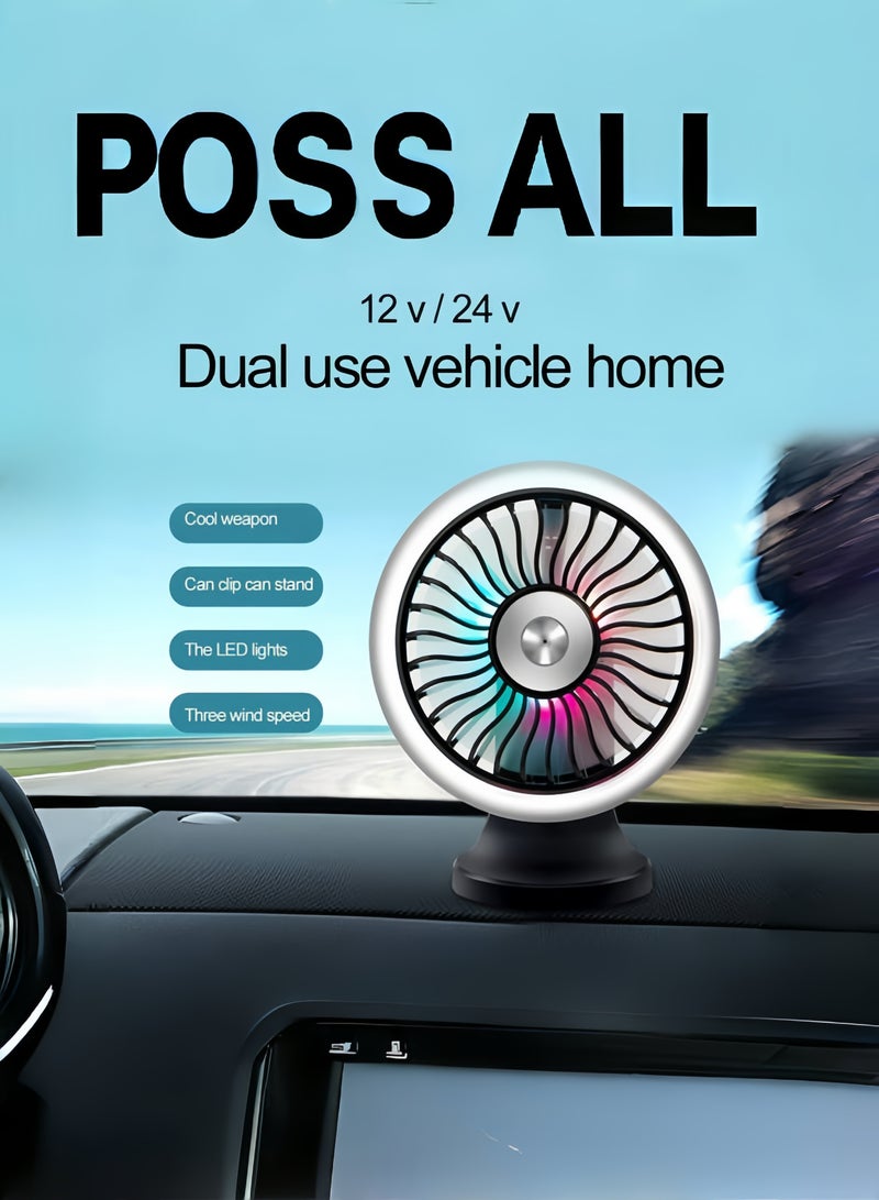OUSIKA 12V Car Fan with USB Cable Car Fan Adjustable Air Outlet Fan Low Noise Cooling Air Fan Car Vent Three Modes Car Cooling Device Fan  - Image 5