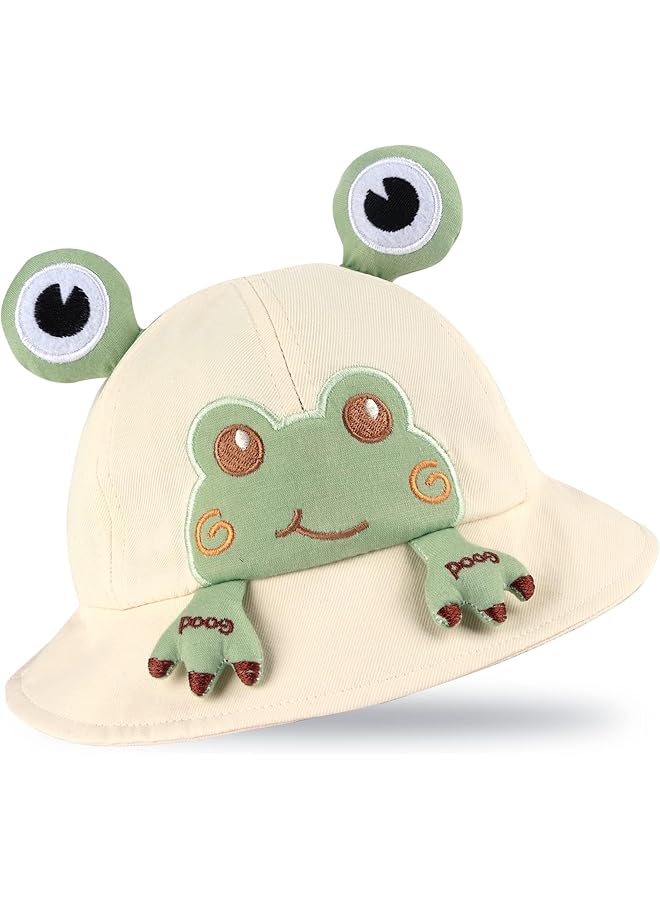 Excefore Toddler Bucket Hats Sun Protective Wide Brim Hat Frog Pattern 1 3 Years Casual Fun Child Friendly Pull On Yellow - Image 1