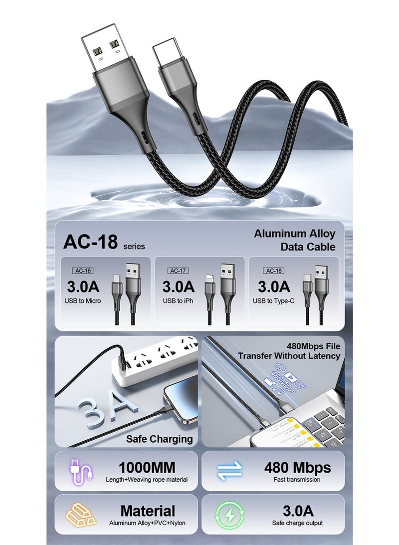 أسبور كيبل جوال ASPOR AC-18 USB-A إلى USB-C – شحن فائق السرعة وأداء احترافي 🔌 - Image 4