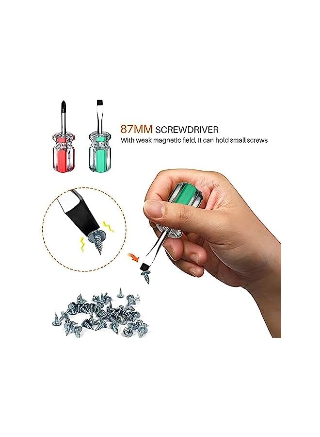 PROMASS Stubby Mini Screwdriver, Pocket Tool Screwdrivers Set, Protable Small Handle Screwdriver Kits for Dismantle and Repair, Flat Head and Phillips Screwdrivers Nut Driver, Finger Grip Drivers Set (6PCS) - Image 3