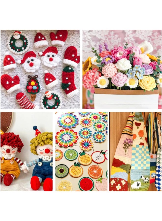 Inscraft خيوط أكريليك إنسرافت 52، 1820 ياردة، 52 لون، 2 إبرة كروشيه، 2 إبرة نسج، 10 علامات غرز، 1 حقيبة، للكروشيه والحياكة، هدية للمبتدئين والبالغين - Image 5