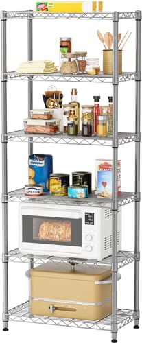 Golpart 5 tire Shelves Storage Wire Shelving Unit Metal Shelf Adjustable Organizers Storage Shelving for Bathroom Laundry Room Kitchen Pantry12”D x 22”W x 69”H Silver - Image 1