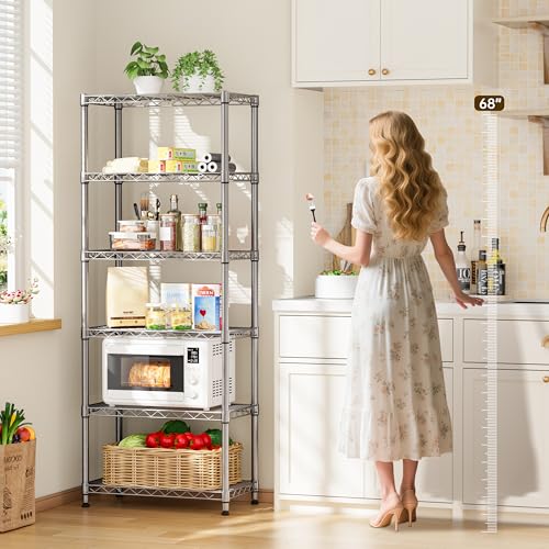Golpart 5 tire Shelves Storage Wire Shelving Unit Metal Shelf Adjustable Organizers Storage Shelving for Bathroom Laundry Room Kitchen Pantry12”D x 22”W x 69”H Silver - Image 2