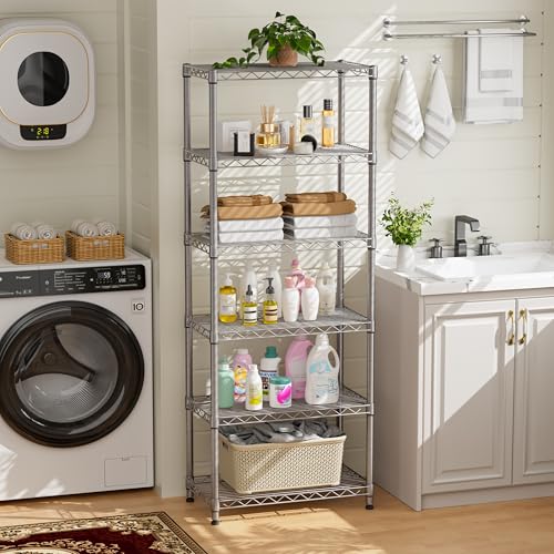 Golpart 5 tire Shelves Storage Wire Shelving Unit Metal Shelf Adjustable Organizers Storage Shelving for Bathroom Laundry Room Kitchen Pantry12”D x 22”W x 69”H Silver - Image 4