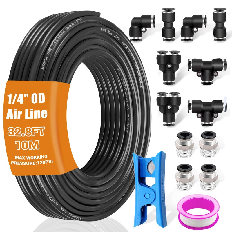 mankk 14 Air Line Tubing Kit Air Hose Fittings 14635mm OD x 328 Feet Polyurethane PU Tube Push to Connect Fittings Pneumatic Tubing Compressed Accessories - Image 2