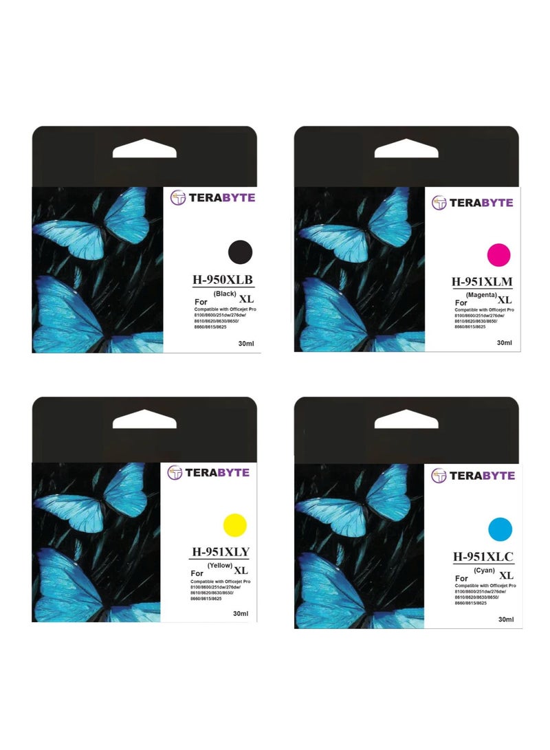 Terabyte 950 Compatible Ink Cartridges for HP OfficeJet Pro 8600 8610 8620 Printer, 950 951 Series, 4-Pack Multicolor (Black, Cyan, Magenta, Yellow) - Image 1
