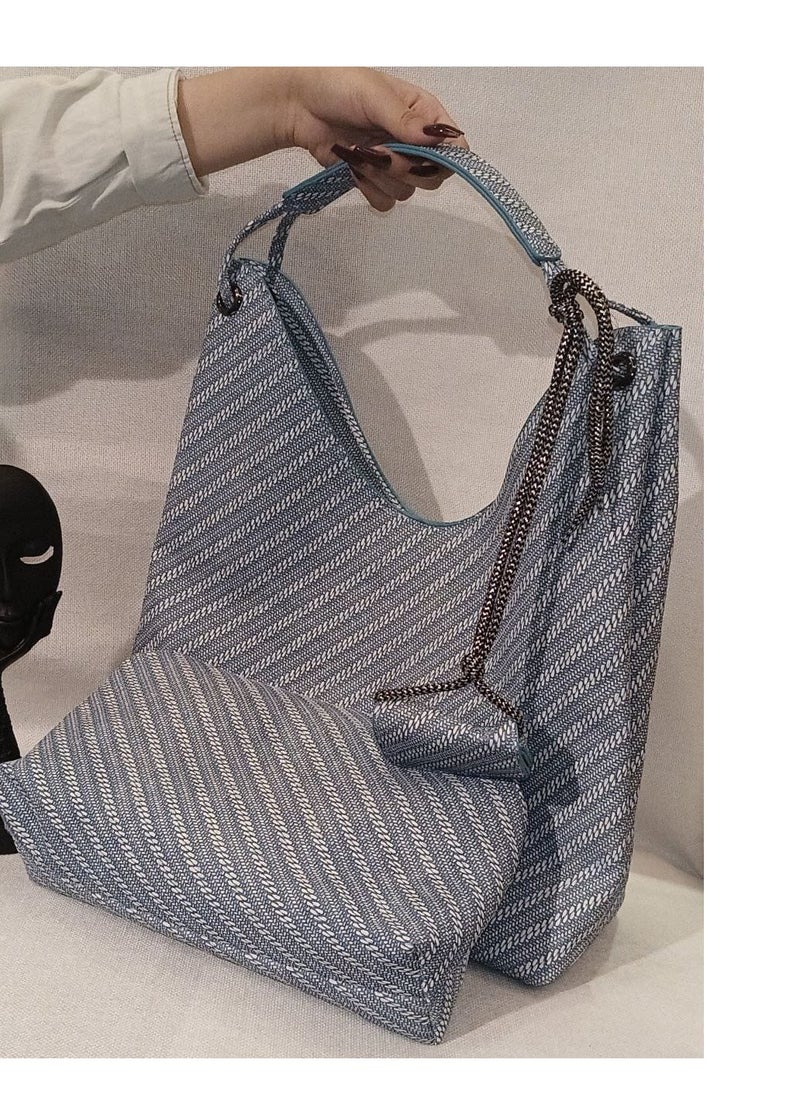 PACIFIC Blue denim bag. Shoulder bag + small bag. Stylish and practical 40x37. 