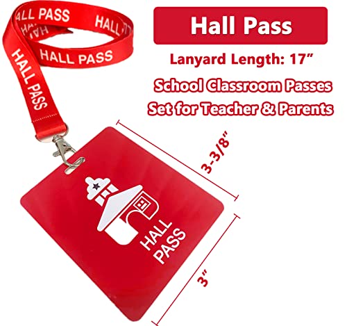 BEMAXYE Hall Pass Lanyards with Large Card Passes, Unbreakable School Classroom Passes Set for Teacher Parents (10 X Hall Pass) (Red 10* Hall Pass) - Image 2