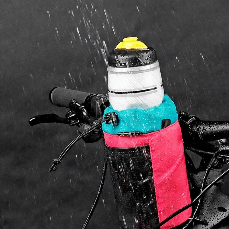 wheel up Bike Bottle Holder Bag Water-Resistant Nylon - Elastic Mesh Side Pocket Cycling Water Bottle Holder for Handlebar Storage - Image 3
