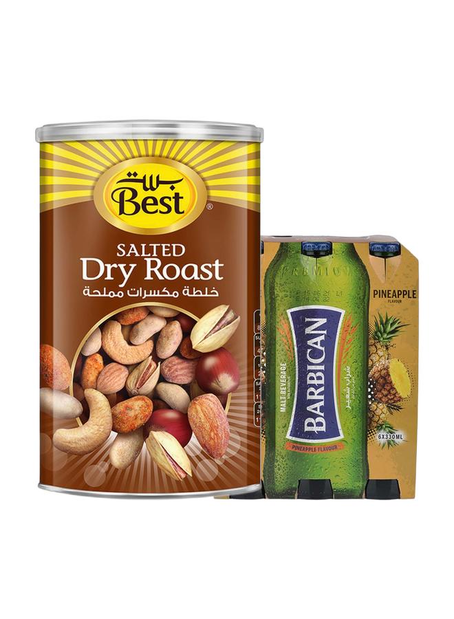 noon Best Dry Roast Mix Nuts 450grams + Barbican Pineapple Flavoured Non-Alcoholic Malt Beverage NRB Pineapple 330ml Pack of 6 - Image 1