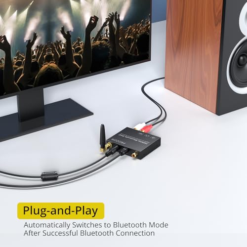 PROZOR 192KHz Digital to Analog Audio Converter, Bluetooth Audio Adapter with Bluetooth 5.0 Receiver, DAC Optical Coaxial Toslink to Stereo L/R RCA 3.5mm Audio Adapter, for HDTVs Smartphones Tablets - Image 4