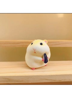 Cute Hamster Car Decor Flocked Blind Box Figure Gift One yellow melon seed