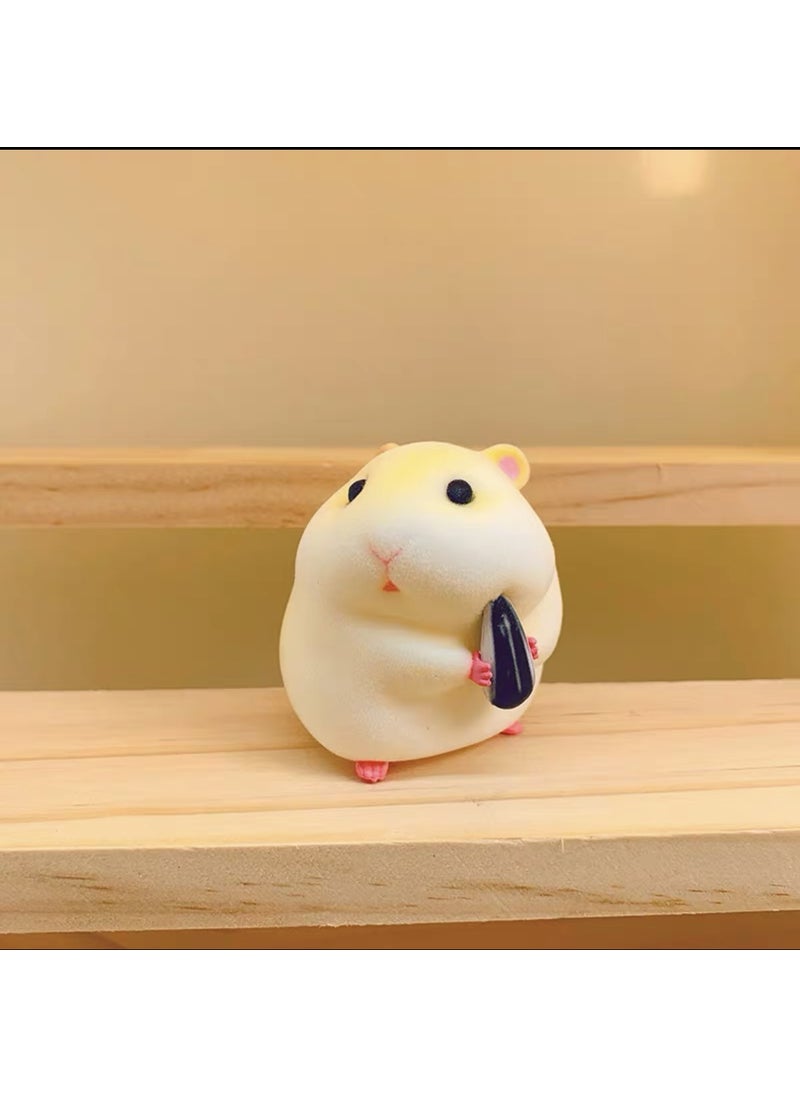 Generic - Cute Hamster Car Decor Flocked Blind Box Figure Gift One yellow melon seed - Image 1