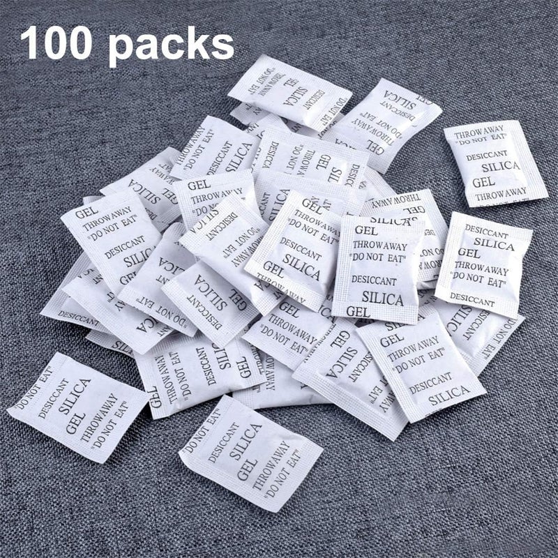 HOGOOD Non-Toxic Silica Gel Desiccant Safety Damp Moisture Absorber Desiccant Dehumidifier packs Room Kitchen Clothes Food Storage Moisture Absorber Drying Bags (1g-100pcs) - Image 2