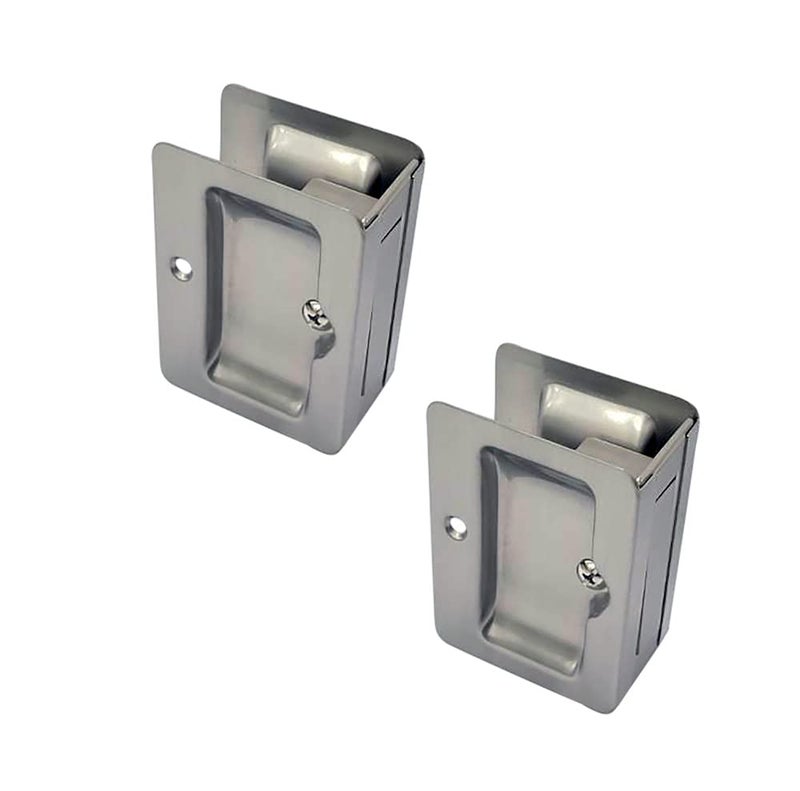 QCAA Premium Quality Solid Brass Rectangular Pocket Sliding Door Pull Passage Function 314X214 Satin Nickel 2 Pack Made in Taiwan