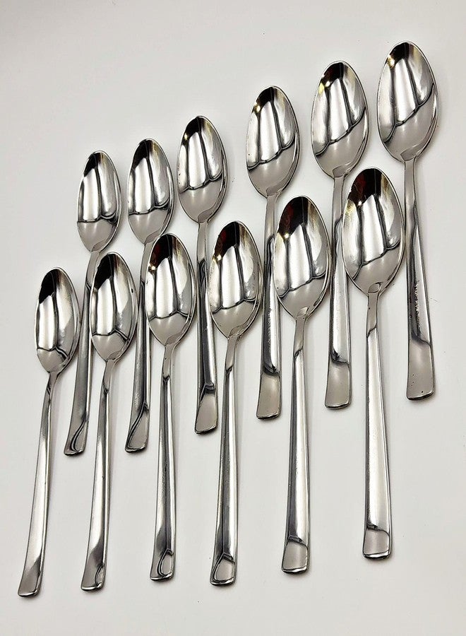 PPN Stainless Steel Dinner/Table Spoons, Length 18 cm, Set of 12, Silver Steel Serving Spoon Set - Image 2