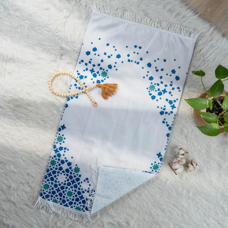 Kids Prayer Mat – Soft Lightweight Velvet – 90x50 cm – Blue