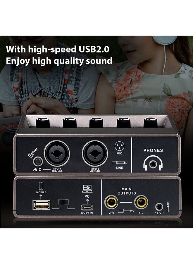 Generic Audio Interface Professional Recording XLR Audio Interface DSP Reverb 48V Phantom Power Sound Card 16bit/48kHz Resolution Plug and Play  - Image 4