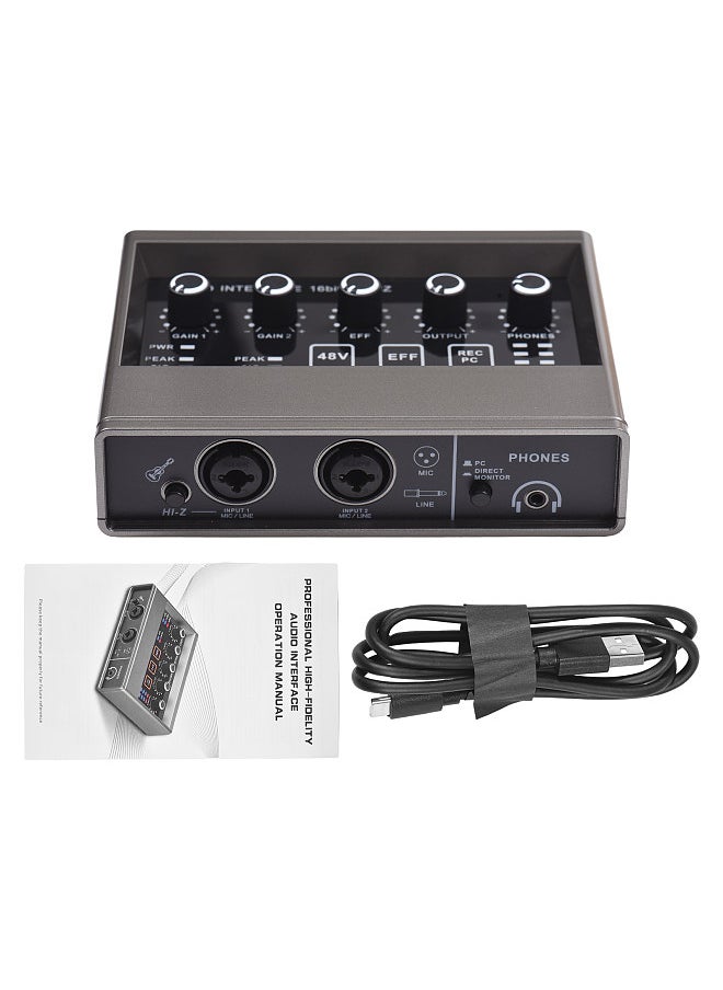 Generic Audio Interface Professional Recording XLR Audio Interface DSP Reverb 48V Phantom Power Sound Card 16bit/48kHz Resolution Plug and Play  - Image 5