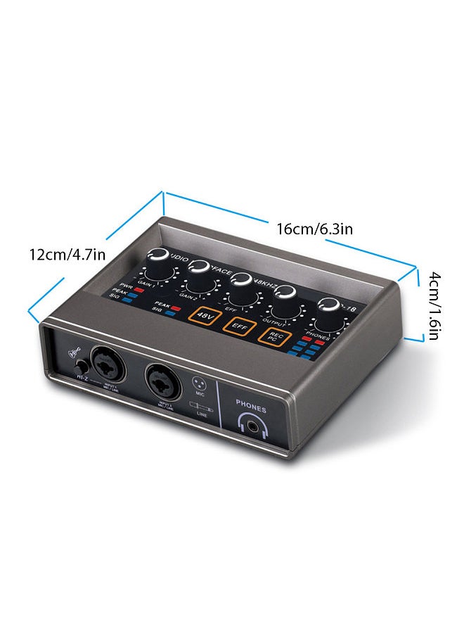 Generic Audio Interface Professional Recording XLR Audio Interface DSP Reverb 48V Phantom Power Sound Card 16bit/48kHz Resolution Plug and Play  - Image 3