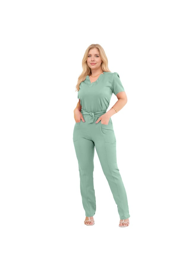 NIBEMINENT Short Sleeve Straight Pants Hospital Work Clothes Beauty Salon Women's Nurse Suit Hand Washing Clothes - Image 2