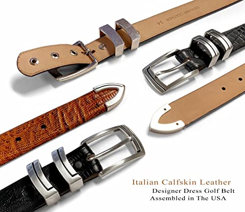 Belts.com Harbor Genuine Full-Grain Cowhide Leather Designer Golf Dress Belt 1-1/8"(30mm) Wide (Alligator Black, 44_) - Image 4