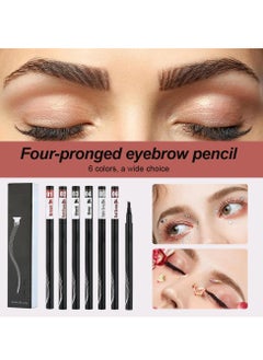 General Eyebrow Contouring Pen, 2Pcs Microblading Eyebrow Pen Tattoo Pencil 4 Fork Tip, Fine Stroke Microblading Eyebrow Pencil 4 Tipped Precise Brow Pen Natural (Brown)  - Image 2