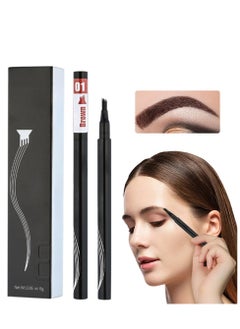 General Eyebrow Contouring Pen, 2Pcs Microblading Eyebrow Pen Tattoo Pencil 4 Fork Tip, Fine Stroke Microblading Eyebrow Pencil 4 Tipped Precise Brow Pen Natural (Brown)  - Image 1