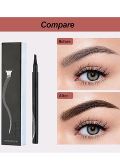 General Eyebrow Contouring Pen, 2Pcs Microblading Eyebrow Pen Tattoo Pencil 4 Fork Tip, Fine Stroke Microblading Eyebrow Pencil 4 Tipped Precise Brow Pen Natural (Brown)  - Image 4