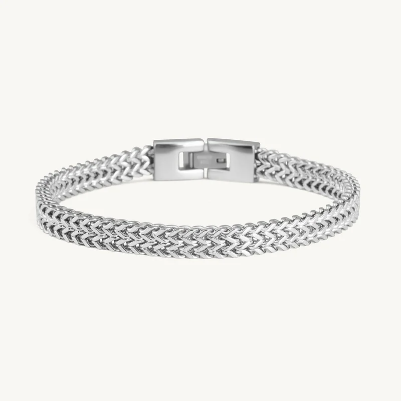 بالموناس PALMONAS Rhodium Plated Delicate Silver Chain Bracelet
 for Men
