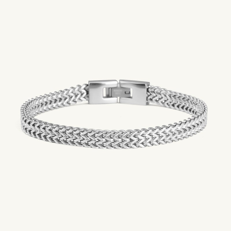 PALMONAS Rhodium Plated Delicate Silver Chain Bracelet
 for Men - Image 1