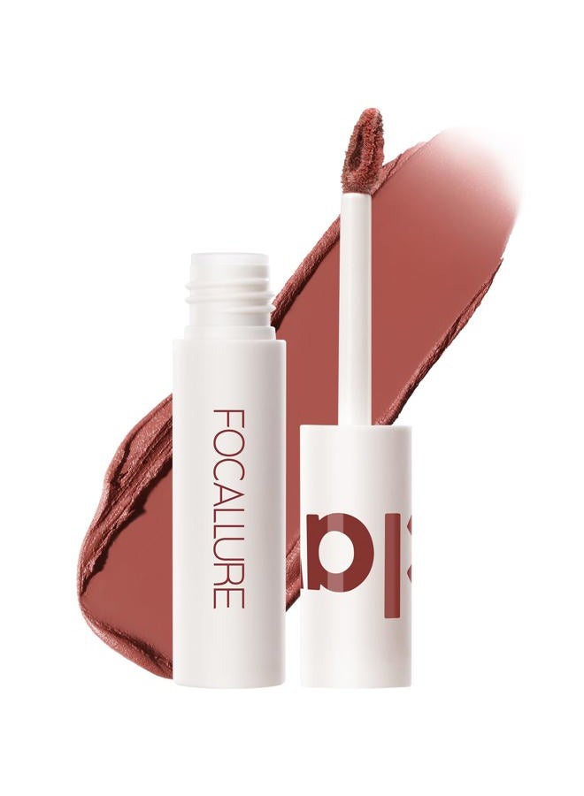 FOCALLURE Velvet Matte Liquid Lipstick, Satin-Finish Full Coverage Lip Color, High Pigmented Lip Stain for Cheeks and Lips Tint, Smooth Soft Lip Makeup, Lightweight, Quick-Drying, Sweet Chestnuts - Image 1