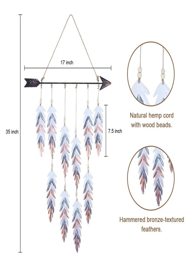 DECORKEY Metal Feather& Arrow Wall Decor, Native American Indian Style Decorations Indoor And Outdoor, Arrow & Feather Western Wall Art, Wind Chime Pendants,Gift, American Indian Decoration (Colorful) - Image 2