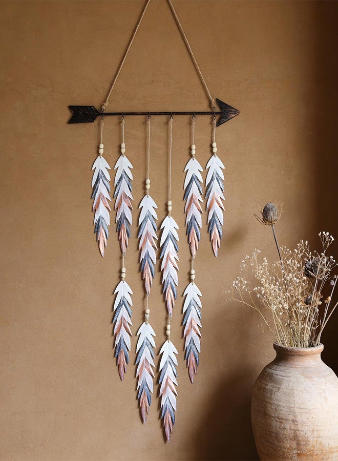 DECORKEY Metal Feather& Arrow Wall Decor, Native American Indian Style Decorations Indoor And Outdoor, Arrow & Feather Western Wall Art, Wind Chime Pendants,Gift, American Indian Decoration (Colorful) - Image 3