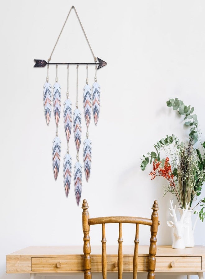 DECORKEY Metal Feather& Arrow Wall Decor, Native American Indian Style Decorations Indoor And Outdoor, Arrow & Feather Western Wall Art, Wind Chime Pendants,Gift, American Indian Decoration (Colorful) - Image 4
