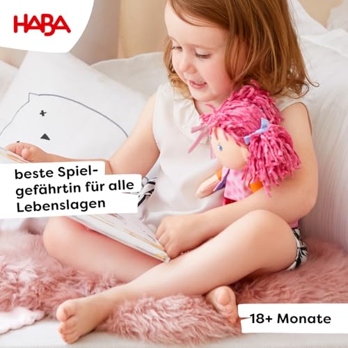 HABA LilliLou 12 Soft Doll with Pink Hair in Pigtails Blue Eyes Embroidered Face Machine Washable Baby Doll for Ages 18 Months - Image 5