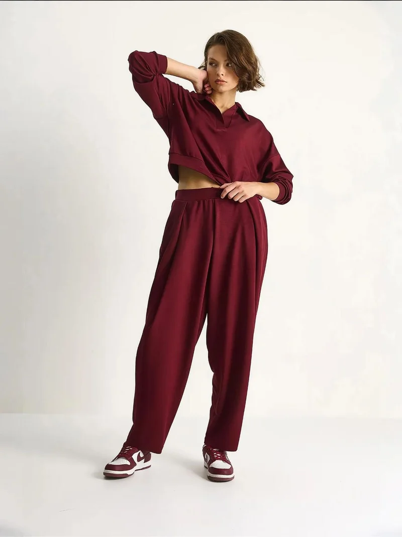 Bianco Lucci LUCCI High Waist Textured Knitted Two-Piece Coord Set