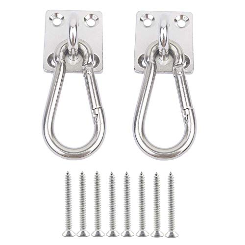 Chneeu 2 Set Heavy Duty Hanger Hook Hammock Wall Mount, Suspension Ceiling Hooks Outdoor Swing Mounting Hook Exercise Hook Stainless Steel Swivel Carabiner Yoga Ceiling Mount Swing Hook - Image 1