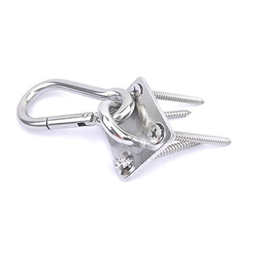 Chneeu 2 Set Heavy Duty Hanger Hook Hammock Wall Mount, Suspension Ceiling Hooks Outdoor Swing Mounting Hook Exercise Hook Stainless Steel Swivel Carabiner Yoga Ceiling Mount Swing Hook - Image 3