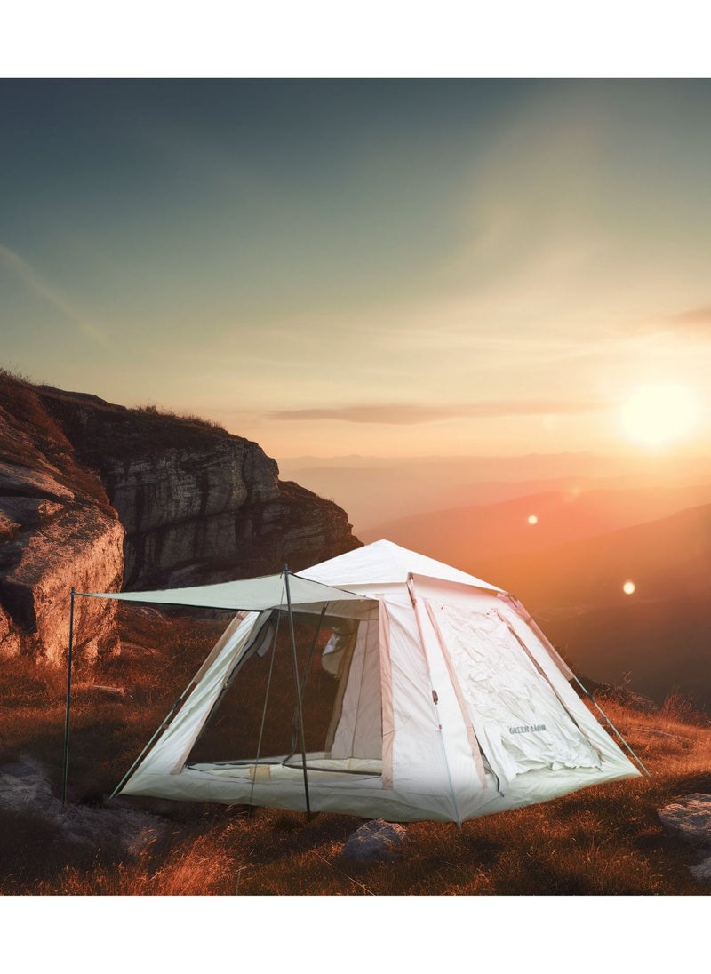 GREEN LION GT-6 Camping Tent / 5-6 People Capacity / 210D Oxford Floor / Polyester Silver Coating Fly / UV Protection / Light Weight / Waterproof / Ventilated Mesh / Windproof Rope - Beige  - Image 4