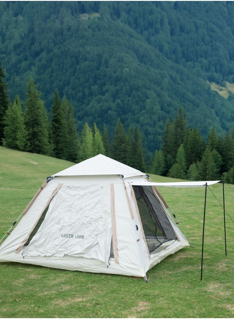 GREEN LION GT-6 Camping Tent / 5-6 People Capacity / 210D Oxford Floor / Polyester Silver Coating Fly / UV Protection / Light Weight / Waterproof / Ventilated Mesh / Windproof Rope - Beige  - Image 2