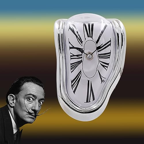 FAREVER Melting Clock, Salvador Dali Watch Melted Clock for Decorative Home Office Shelf Desk Table Funny Creative Gift, Rome Silver - Image 2