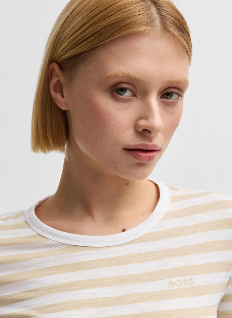 بوس Slub-cotton T-shirt with horizontal stripe