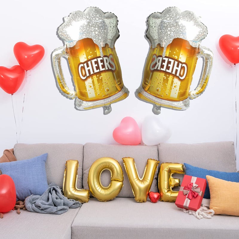 BIEUFBJI Beer Cup Balloons Set of 2, Beer Mug Cheers Foil Balloons Fit for Summer Party, Beer Festival, Birthday Party Wedding and More Decor - Image 4