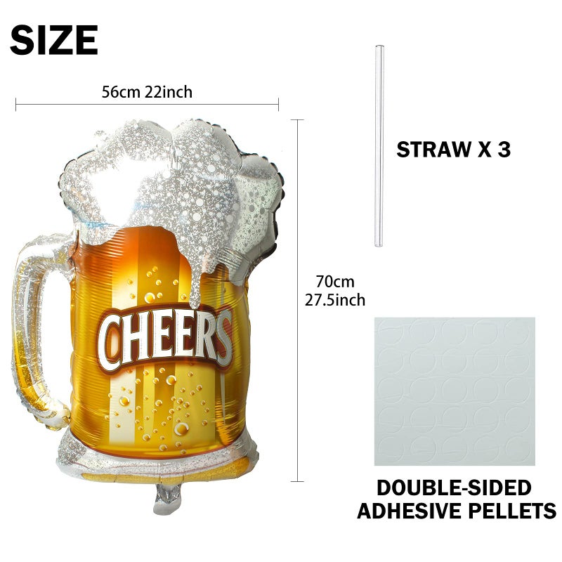 BIEUFBJI Beer Cup Balloons Set of 2, Beer Mug Cheers Foil Balloons Fit for Summer Party, Beer Festival, Birthday Party Wedding and More Decor - Image 2