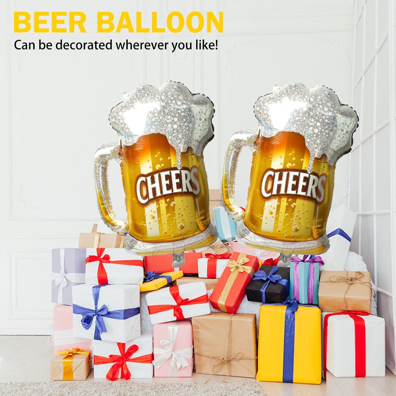 BIEUFBJI Beer Cup Balloons Set of 2, Beer Mug Cheers Foil Balloons Fit for Summer Party, Beer Festival, Birthday Party Wedding and More Decor - Image 3