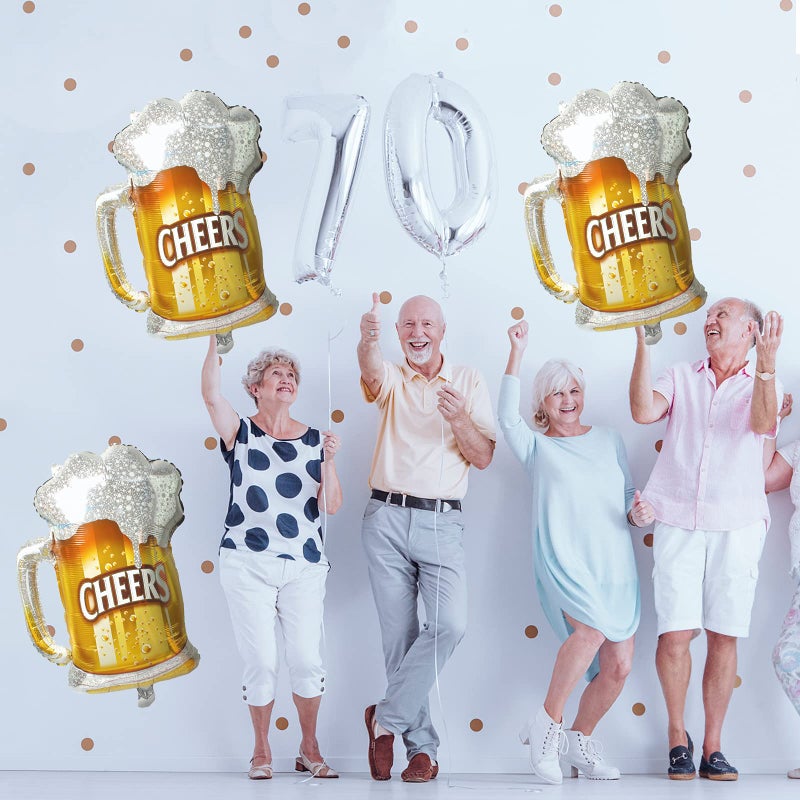 BIEUFBJI Beer Cup Balloons Set of 2, Beer Mug Cheers Foil Balloons Fit for Summer Party, Beer Festival, Birthday Party Wedding and More Decor - Image 5