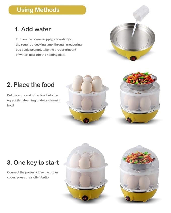 friendizana 4ever Double Layer Electric Egg Boiler Steamer MultiFunction Rapid Egg Cooker for Boiling Steaming Vegetables and Cooking Compact Kitchen Appliance with Auto ShutOff - Image 3
