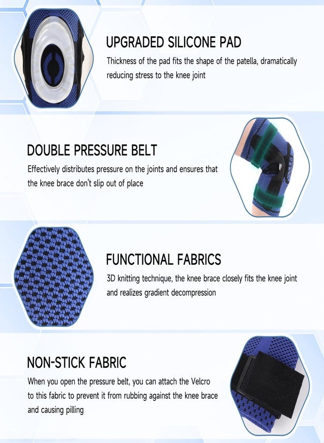 Hocafer Right Knee Braces with Side Stabilizers, Adjustable Patella Compression Knee Support, Knee Sleeve for Knee Pain, Arthritis Pain(Blue, Size 5, Right) - Image 3