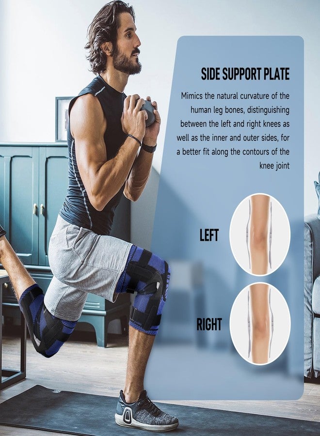 Hocafer Right Knee Braces with Side Stabilizers, Adjustable Patella Compression Knee Support, Knee Sleeve for Knee Pain, Arthritis Pain(Blue, Size 5, Right) - Image 2